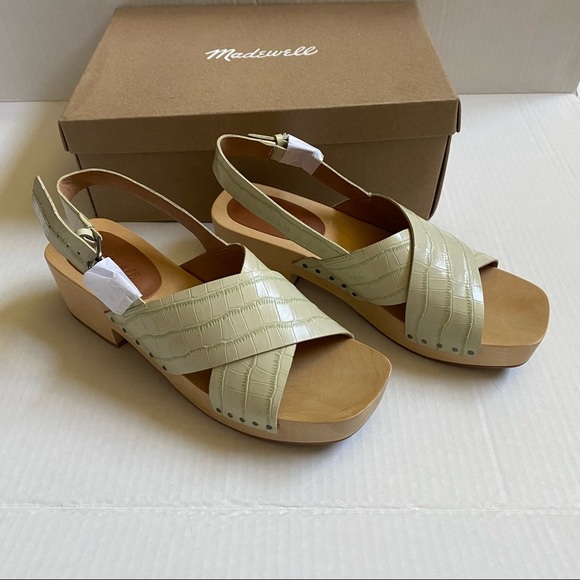 Madewell Farrah Croc Embossed Leather Slingback Clog NWT - Picture 13 of 16